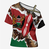 Kenya Grunge Cross Shoulder Shirt Mix Animal Skin Pattern - Wonder Print Shop