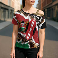 Kenya Grunge Cross Shoulder Shirt Mix Animal Skin Pattern - Wonder Print Shop