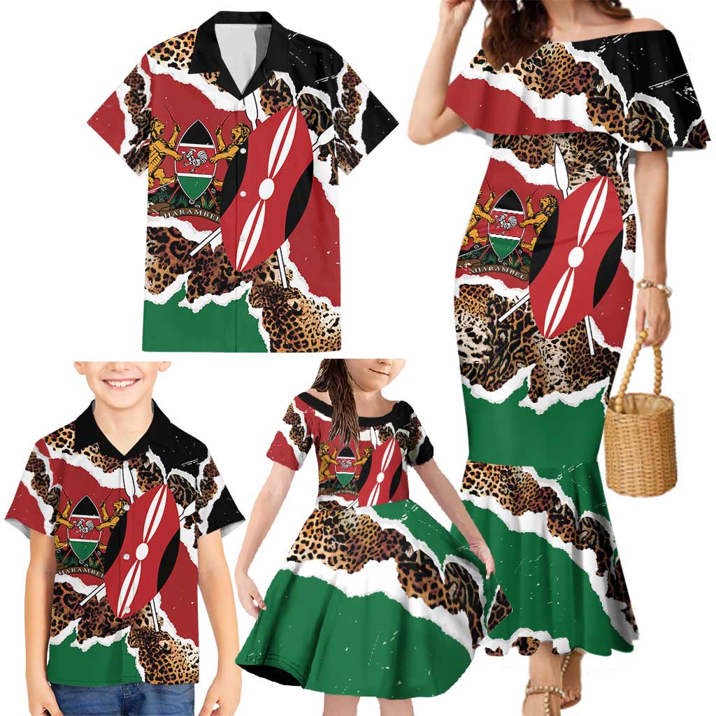 Kenya Grunge Family Matching Mermaid Dress and Hawaiian Shirt Mix Animal Skin Pattern - Wonder Print Shop