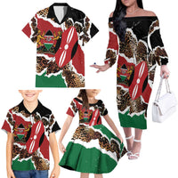 Kenya Grunge Family Matching Off The Shoulder Long Sleeve Dress and Hawaiian Shirt Mix Animal Skin Pattern - Wonder Print Shop