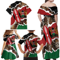 Kenya Grunge Family Matching Off Shoulder Maxi Dress and Hawaiian Shirt Mix Animal Skin Pattern - Wonder Print Shop