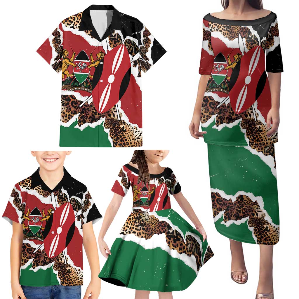 Kenya Grunge Family Matching Puletasi and Hawaiian Shirt Mix Animal Skin Pattern - Wonder Print Shop