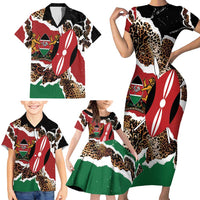 Kenya Grunge Family Matching Short Sleeve Bodycon Dress and Hawaiian Shirt Mix Animal Skin Pattern - Wonder Print Shop