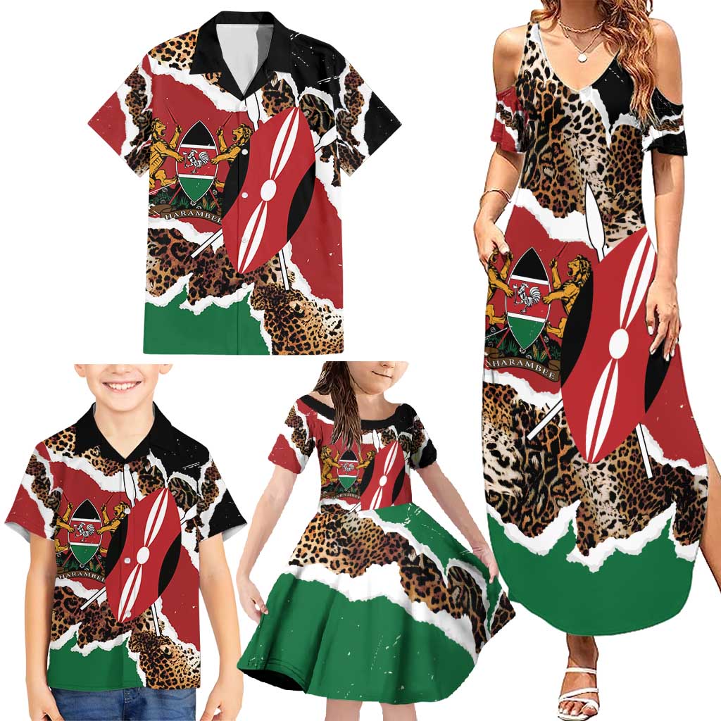 Kenya Grunge Family Matching Summer Maxi Dress and Hawaiian Shirt Mix Animal Skin Pattern - Wonder Print Shop