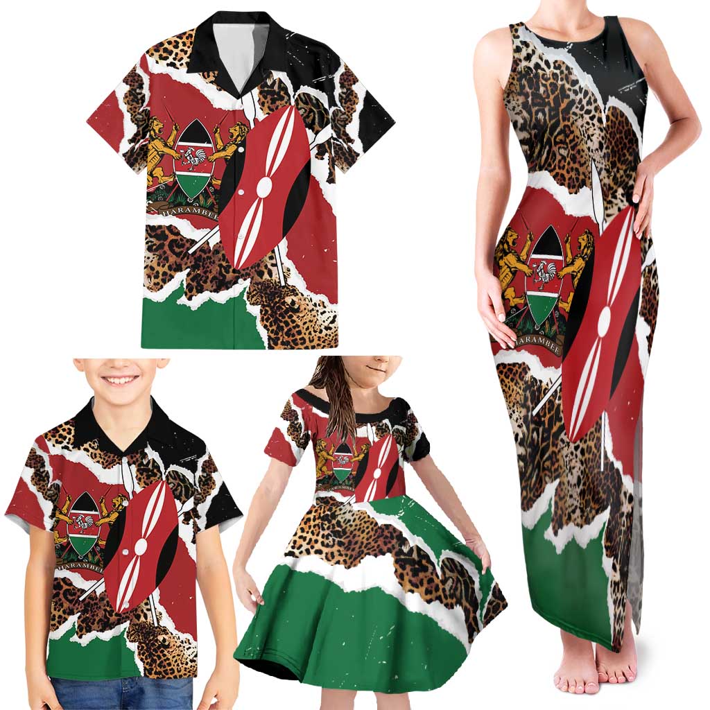 Kenya Grunge Family Matching Tank Maxi Dress and Hawaiian Shirt Mix Animal Skin Pattern - Wonder Print Shop
