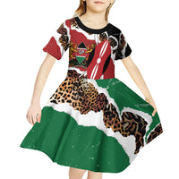 Kenya Grunge Kid Short Sleeve Dress Mix Animal Skin Pattern - Wonder Print Shop