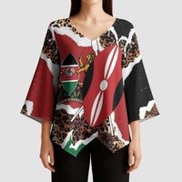 Kenya Grunge Kimono Sleeve Blouse Mix Animal Skin Pattern - Wonder Print Shop