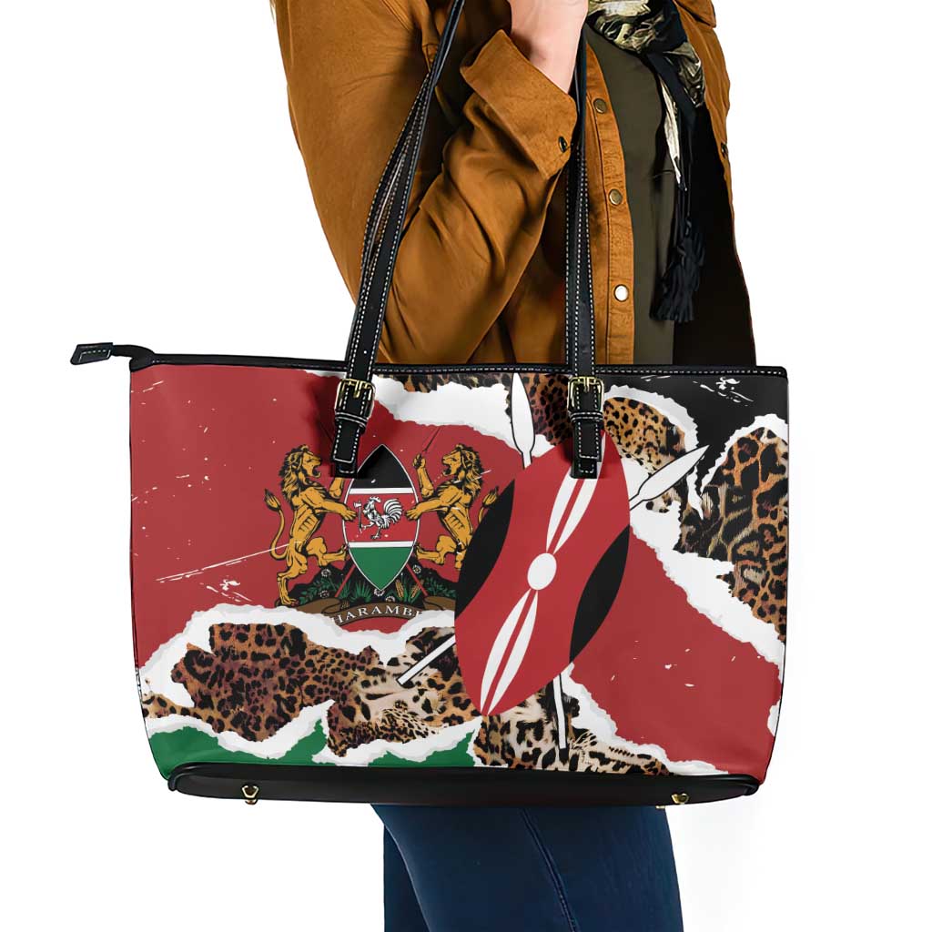 Kenya Grunge Leather Tote Bag Mix Animal Skin Pattern - Wonder Print Shop