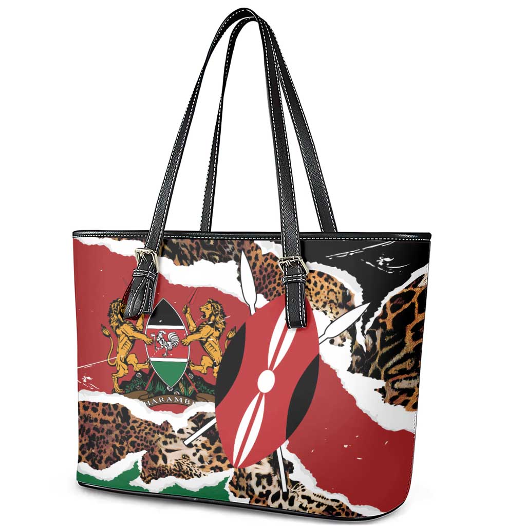 Kenya Grunge Leather Tote Bag Mix Animal Skin Pattern - Wonder Print Shop