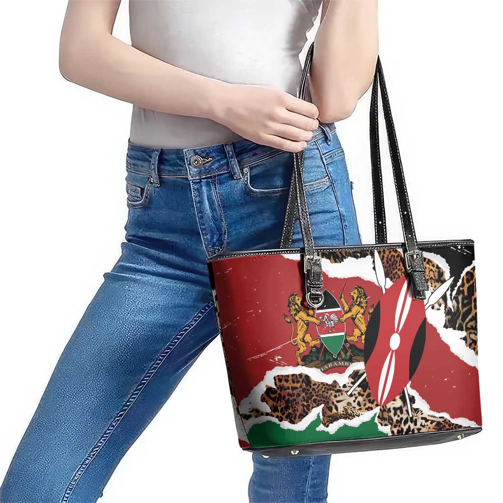 Kenya Grunge Leather Tote Bag Mix Animal Skin Pattern - Wonder Print Shop
