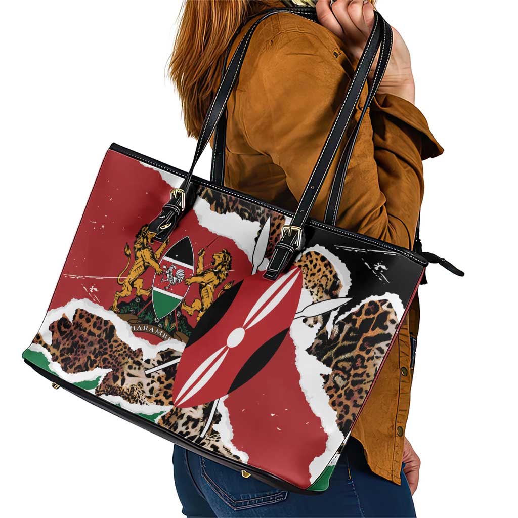 Kenya Grunge Leather Tote Bag Mix Animal Skin Pattern - Wonder Print Shop