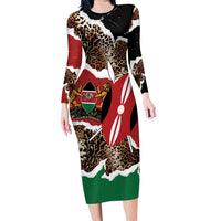 Kenya Grunge Long Sleeve Bodycon Dress Mix Animal Skin Pattern - Wonder Print Shop