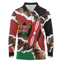 Kenya Grunge Long Sleeve Polo Shirt Mix Animal Skin Pattern - Wonder Print Shop