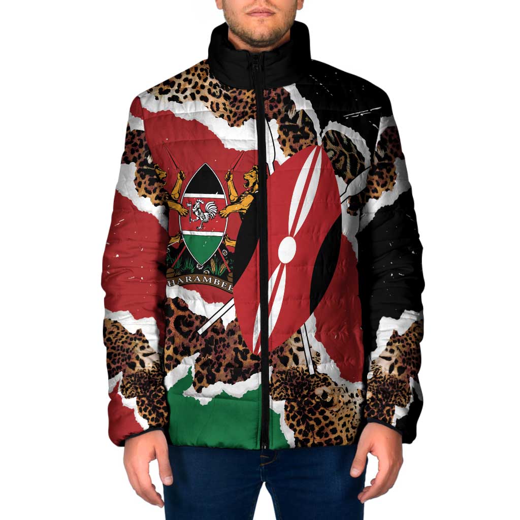 Kenya Grunge Padded Jacket Mix Animal Skin Pattern - Wonder Print Shop