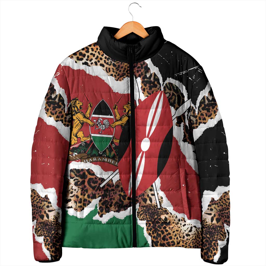 Kenya Grunge Padded Jacket Mix Animal Skin Pattern - Wonder Print Shop