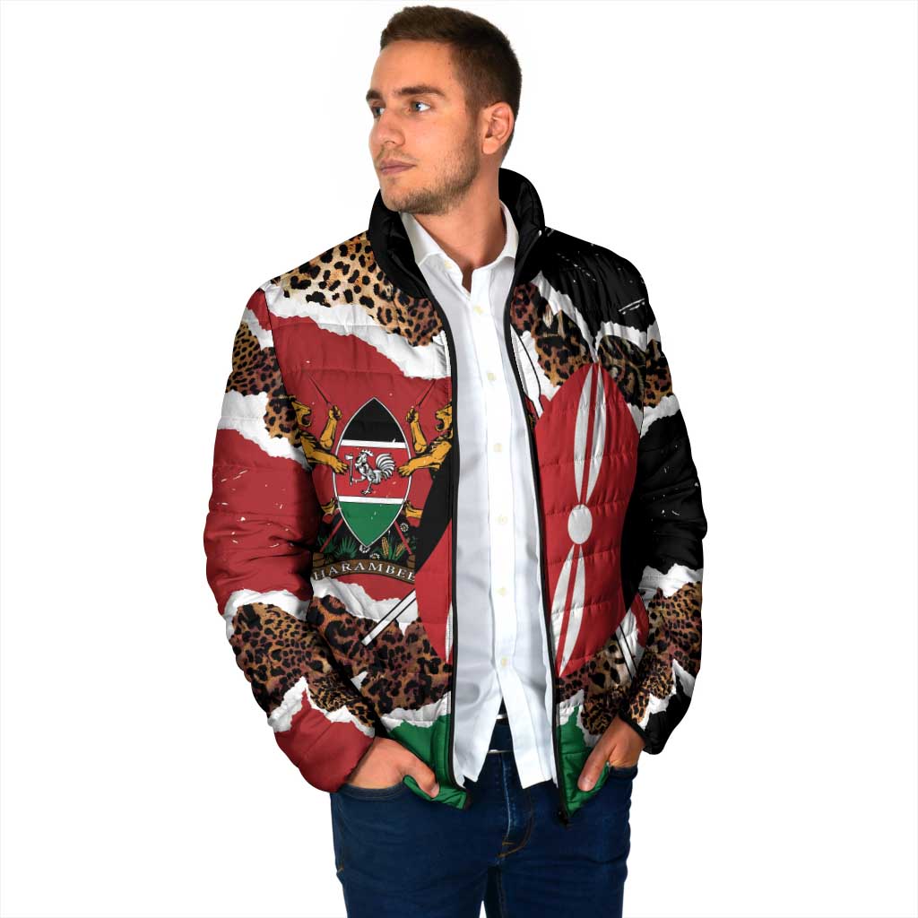 Kenya Grunge Padded Jacket Mix Animal Skin Pattern - Wonder Print Shop