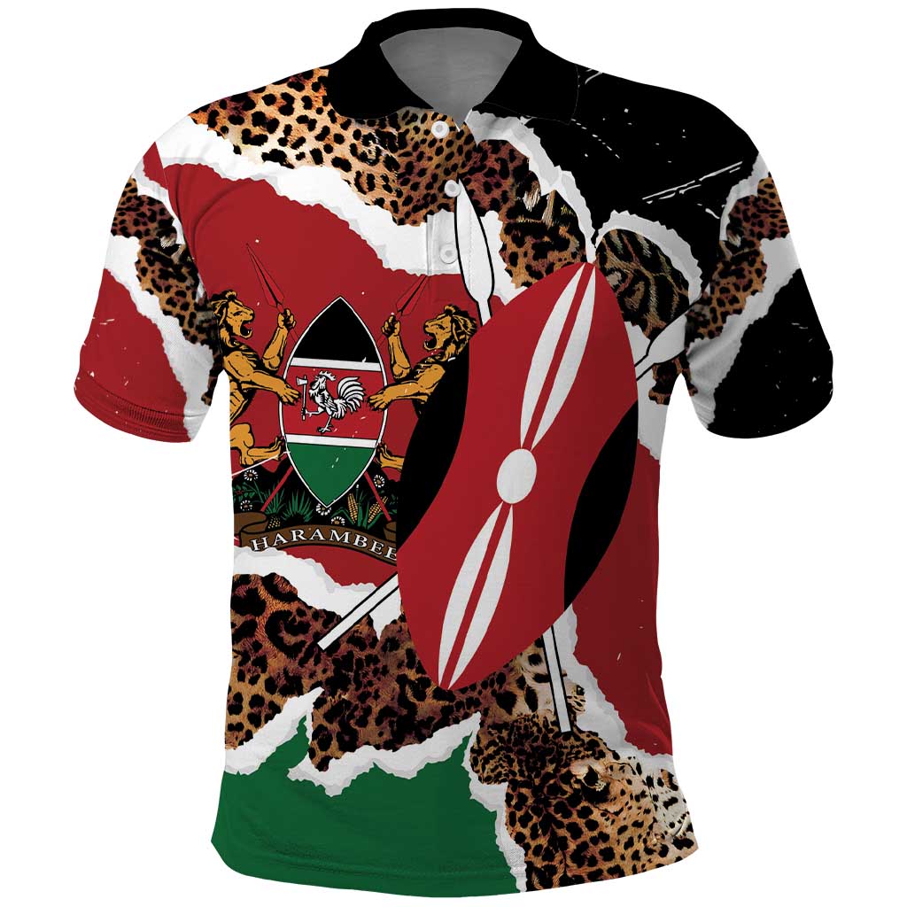 Kenya Grunge Polo Shirt Mix Animal Skin Pattern - Wonder Print Shop