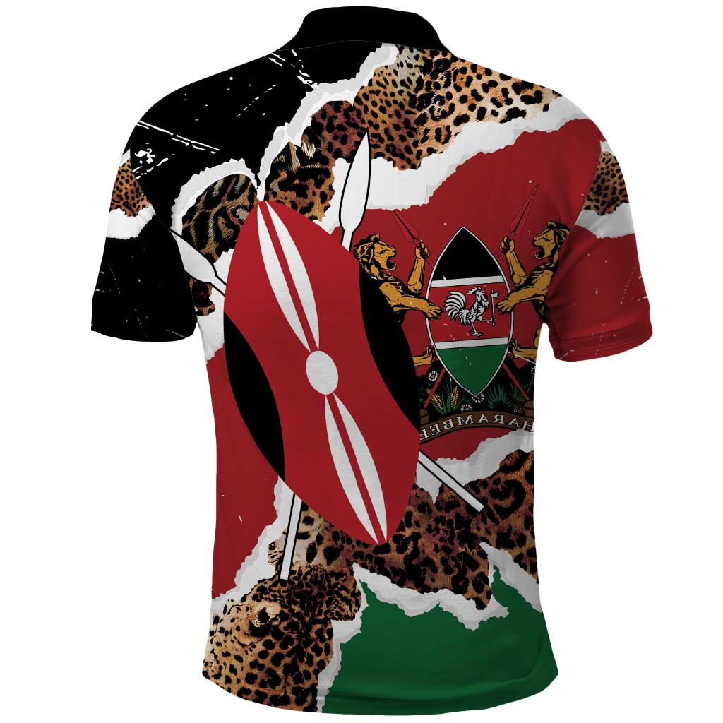 Kenya Grunge Polo Shirt Mix Animal Skin Pattern - Wonder Print Shop
