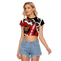 Kenya Grunge Raglan Cropped T Shirt Mix Animal Skin Pattern - Wonder Print Shop