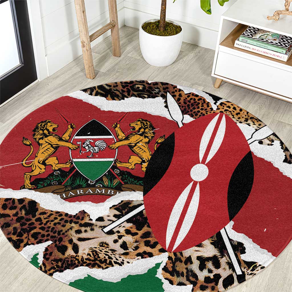 Kenya Grunge Round Carpet Mix Animal Skin Pattern - Wonder Print Shop