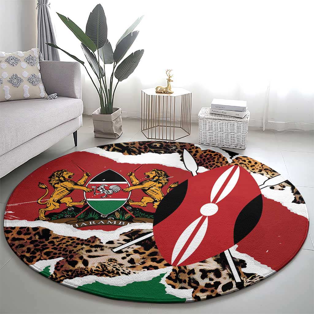 Kenya Grunge Round Carpet Mix Animal Skin Pattern - Wonder Print Shop