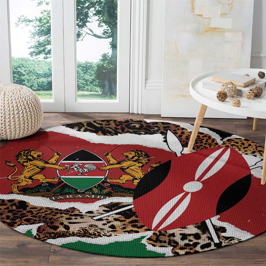 Kenya Grunge Round Carpet Mix Animal Skin Pattern - Wonder Print Shop