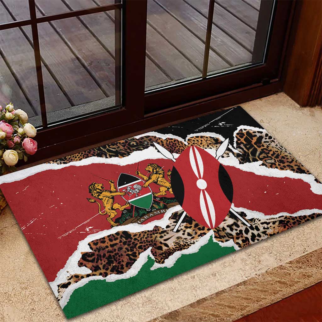 Kenya Grunge Rubber Doormat Mix Animal Skin Pattern - Wonder Print Shop