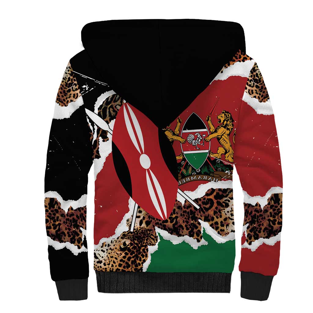 Kenya Grunge Sherpa Hoodie Mix Animal Skin Pattern - Wonder Print Shop