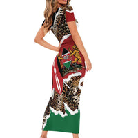 Kenya Grunge Short Sleeve Bodycon Dress Mix Animal Skin Pattern - Wonder Print Shop