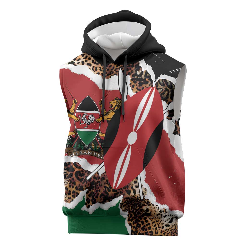 Kenya Grunge Sleeveless Hoodie Mix Animal Skin Pattern - Wonder Print Shop