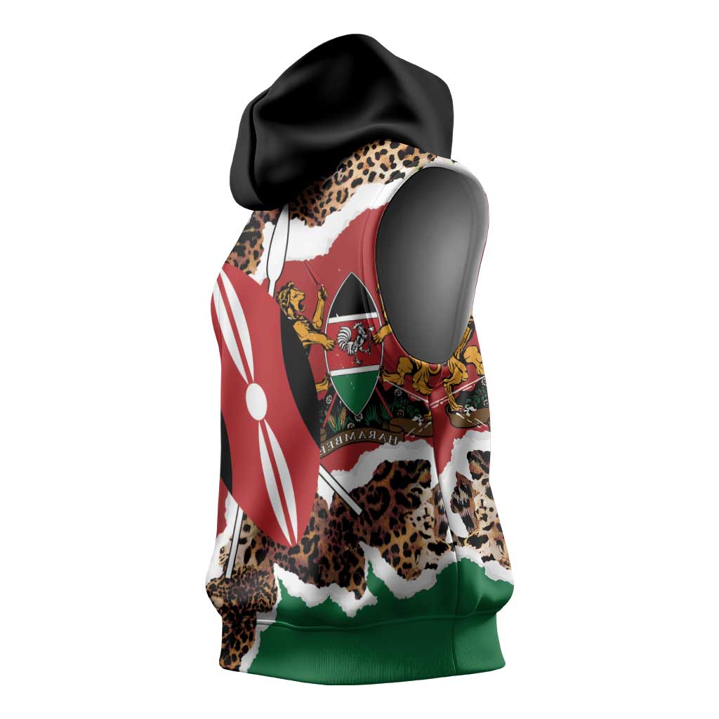 Kenya Grunge Sleeveless Hoodie Mix Animal Skin Pattern - Wonder Print Shop