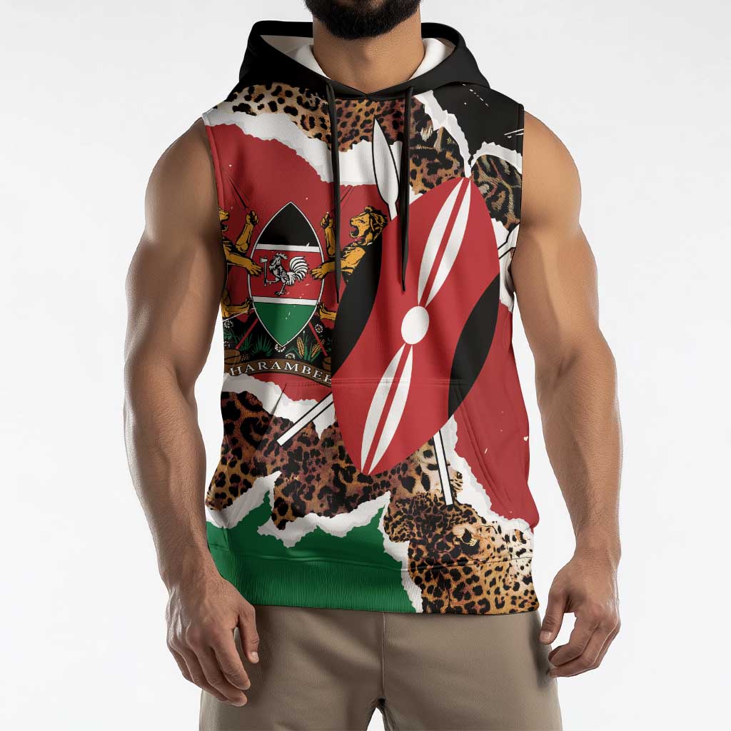 Kenya Grunge Sleeveless Hoodie Mix Animal Skin Pattern - Wonder Print Shop