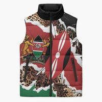 Kenya Grunge Sleeveless Puffer Jacket Mix Animal Skin Pattern - Wonder Print Shop