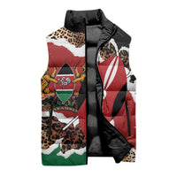 Kenya Grunge Sleeveless Puffer Jacket Mix Animal Skin Pattern - Wonder Print Shop