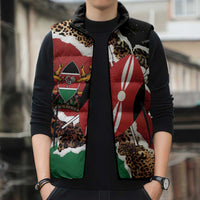 Kenya Grunge Sleeveless Puffer Jacket Mix Animal Skin Pattern - Wonder Print Shop