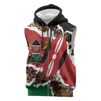 Kenya Grunge Sleeveless Zip Hoodie Mix Animal Skin Pattern - Wonder Print Shop