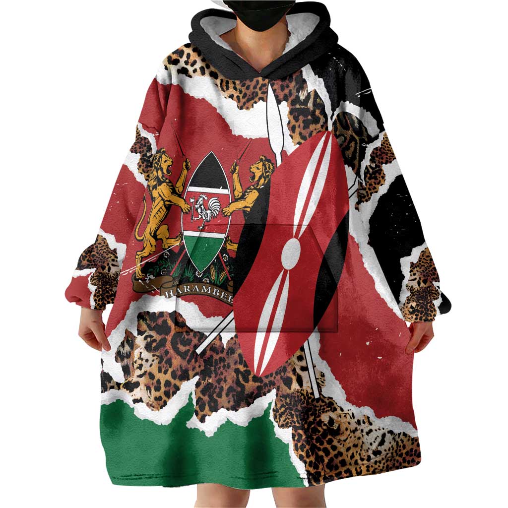Kenya Grunge Wearable Blanket Hoodie Mix Animal Skin Pattern - Wonder Print Shop