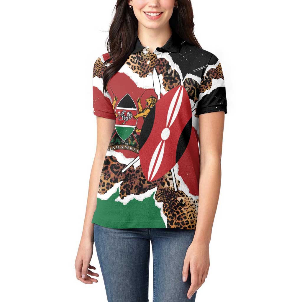Kenya Grunge Women Polo Shirt Mix Animal Skin Pattern - Wonder Print Shop