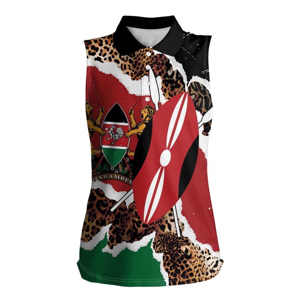 Kenya Grunge Women Sleeveless Polo Shirt Mix Animal Skin Pattern - Wonder Print Shop