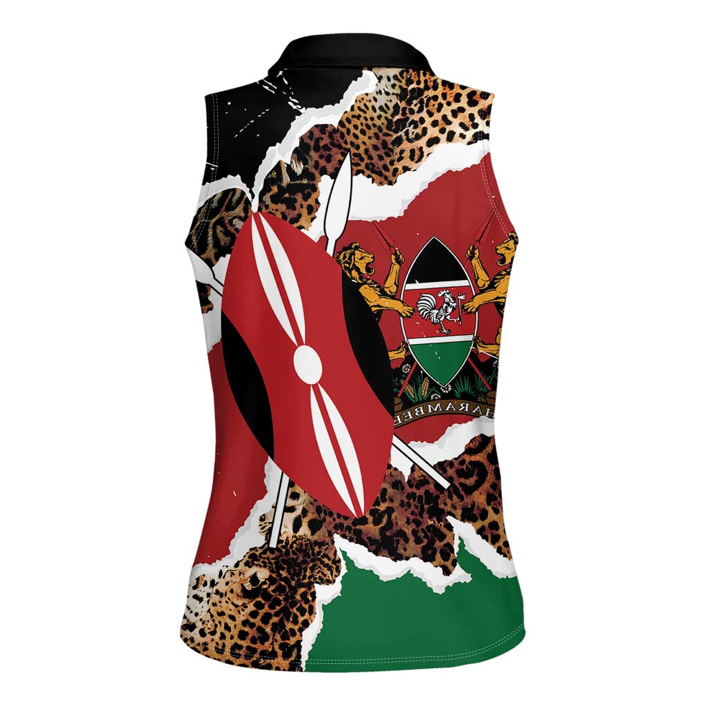 Kenya Grunge Women Sleeveless Polo Shirt Mix Animal Skin Pattern - Wonder Print Shop