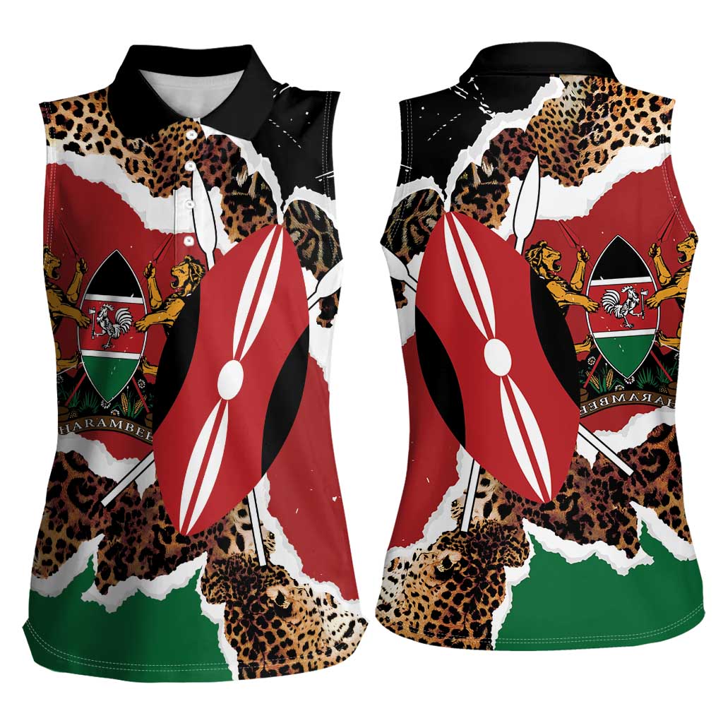 Kenya Grunge Women Sleeveless Polo Shirt Mix Animal Skin Pattern - Wonder Print Shop