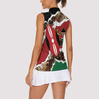 Kenya Grunge Women Sleeveless Polo Shirt Mix Animal Skin Pattern - Wonder Print Shop