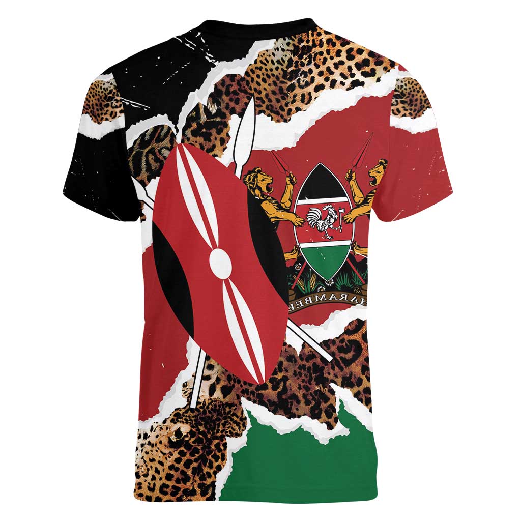 Kenya Grunge Women V-Neck T-Shirt Mix Animal Skin Pattern - Wonder Print Shop