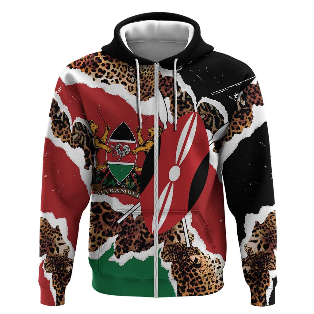Kenya Grunge Zip Hoodie Mix Animal Skin Pattern - Wonder Print Shop