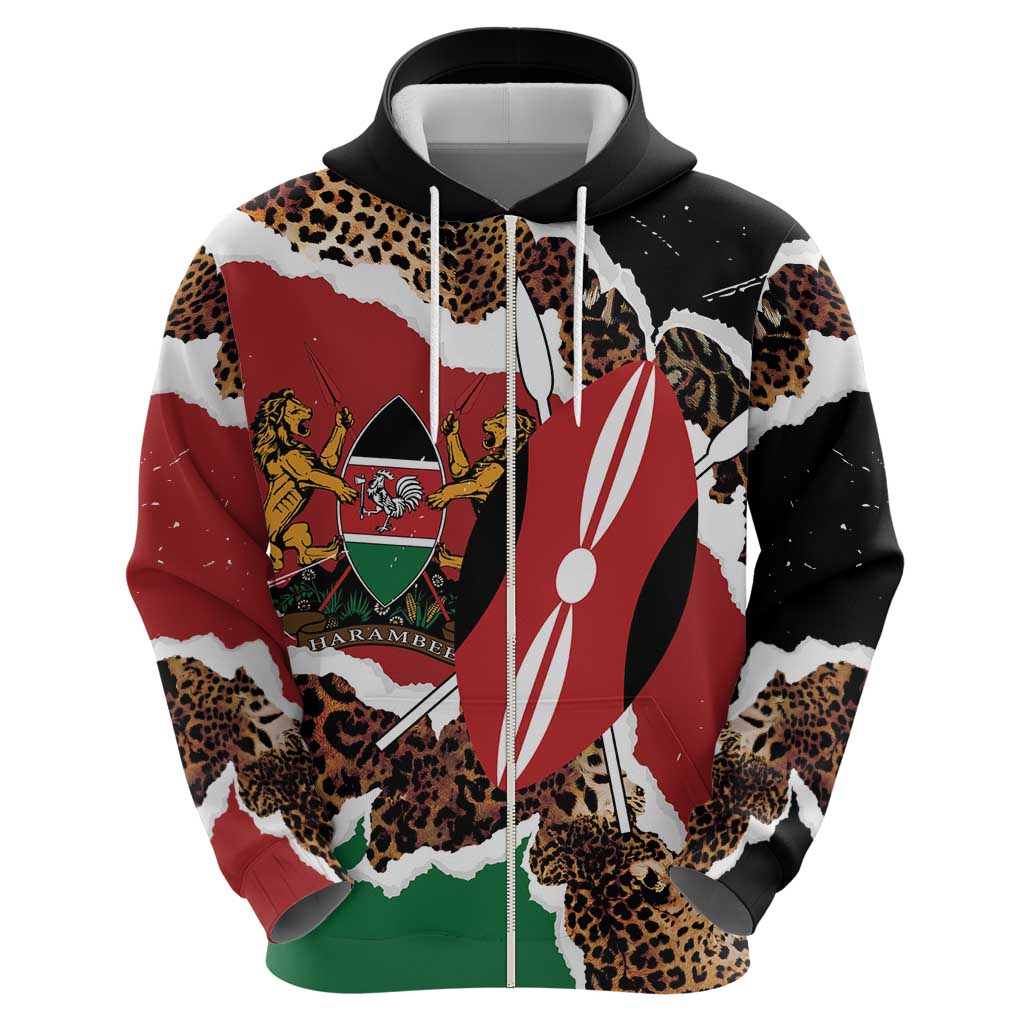 Kenya Grunge Zip Hoodie Mix Animal Skin Pattern - Wonder Print Shop