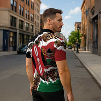 Kenya Grunge Zipper Polo Shirt Mix Animal Skin Pattern - Wonder Print Shop