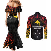 papua-new-guinea-couples-matching-mermaid-dress-and-long-sleeve-button-shirts-48th-independence-anniversary-gradient
