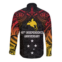 Papua New Guinea Long Sleeve Button Shirt 48th Independence Anniversary Gradient - Wonder Print Shop