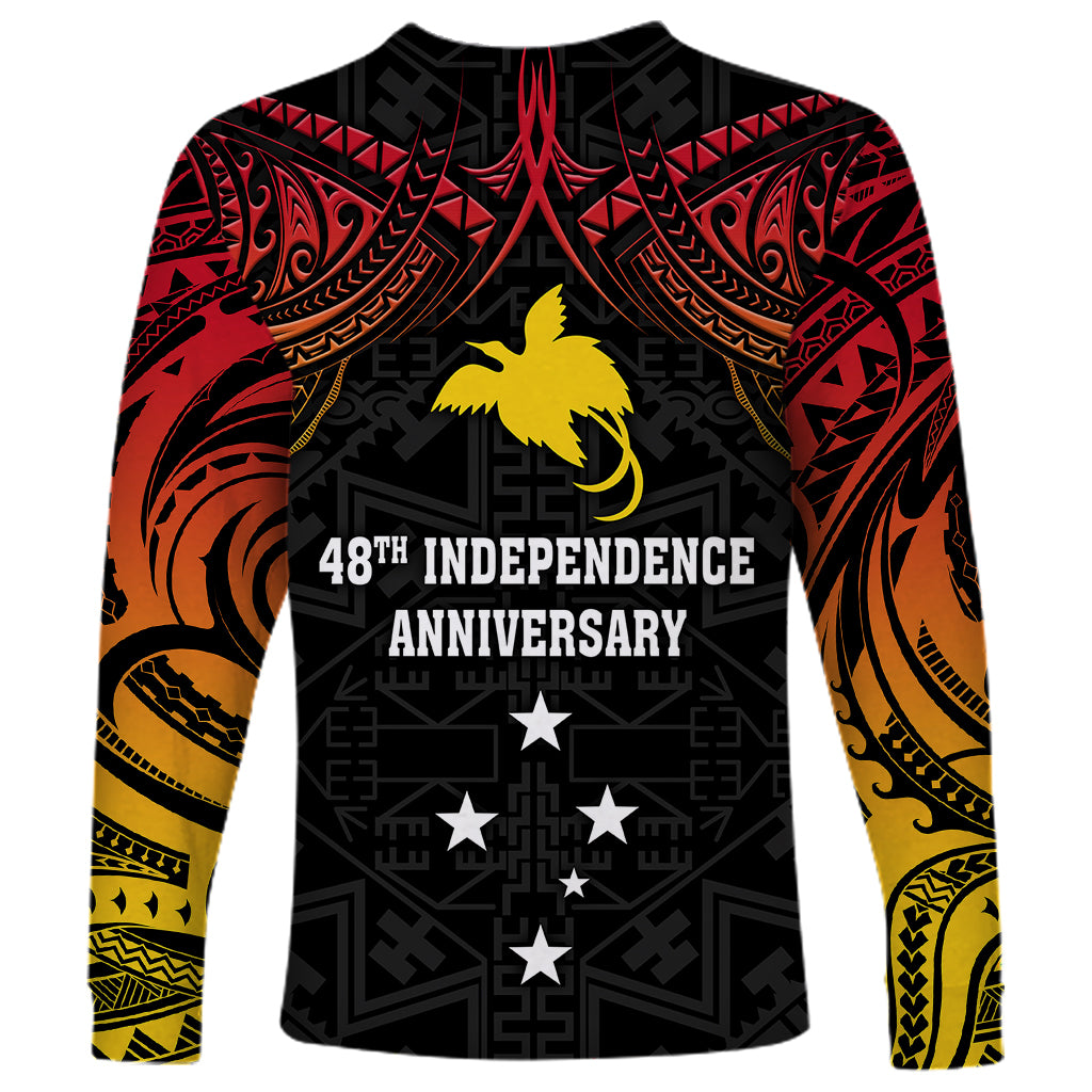 Papua New Guinea Long Sleeve Shirt 48th Independence Anniversary Gradient - Wonder Print Shop