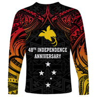 Papua New Guinea Long Sleeve Shirt 48th Independence Anniversary Gradient - Wonder Print Shop